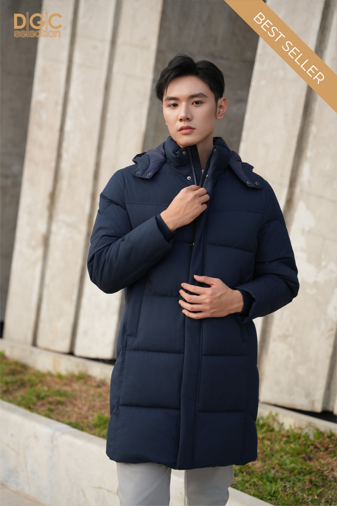 WAJKBD200M - XANH THAN_2 Ảnh của Áo jacket 3 lớp dáng dài